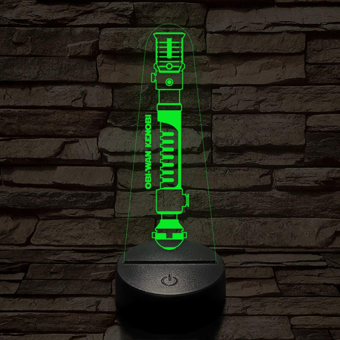 Obi-Wan Kenobi régi fénykardja 7 színű 3D led lámpa