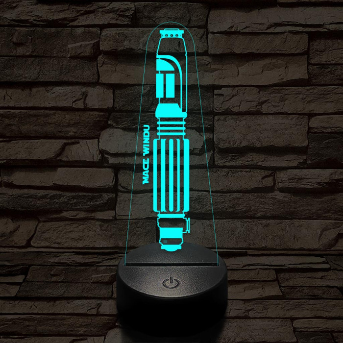 Mace Windu fénykardja 7 színű 3D led lámpa