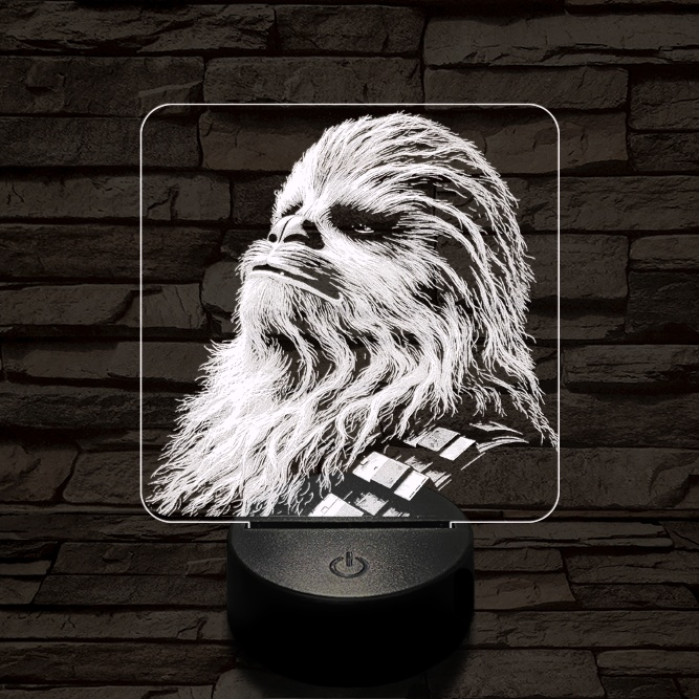 Büszke vuki 7 színű valósághű 3D led lámpa