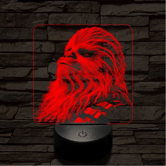 Büszke vuki 7 színű valósághű 3D led lámpa