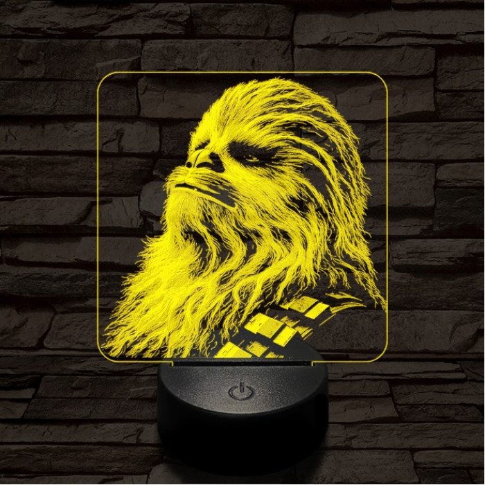 Büszke vuki 7 színű valósághű 3D led lámpa