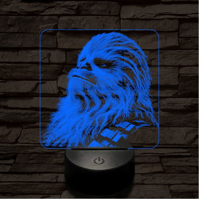 Büszke vuki 7 színű valósághű 3D led lámpa