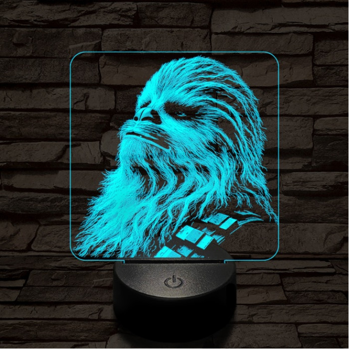 Büszke vuki 7 színű valósághű 3D led lámpa