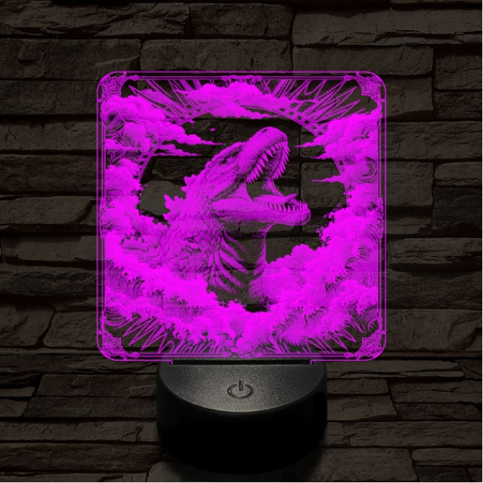 Godzilla diadal 7 színű valósághű 3D led lámpa