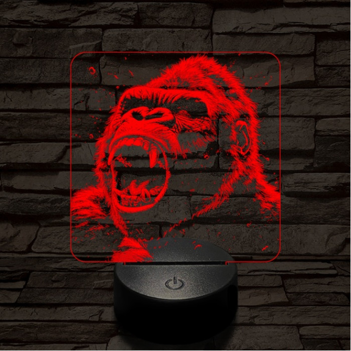 Kong dühös 7 színű valósághű 3D led lámpa
