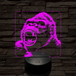 Kong dühös 7 színű valósághű 3D led lámpa