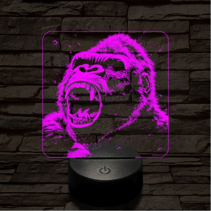 Kong dühös 7 színű valósághű 3D led lámpa