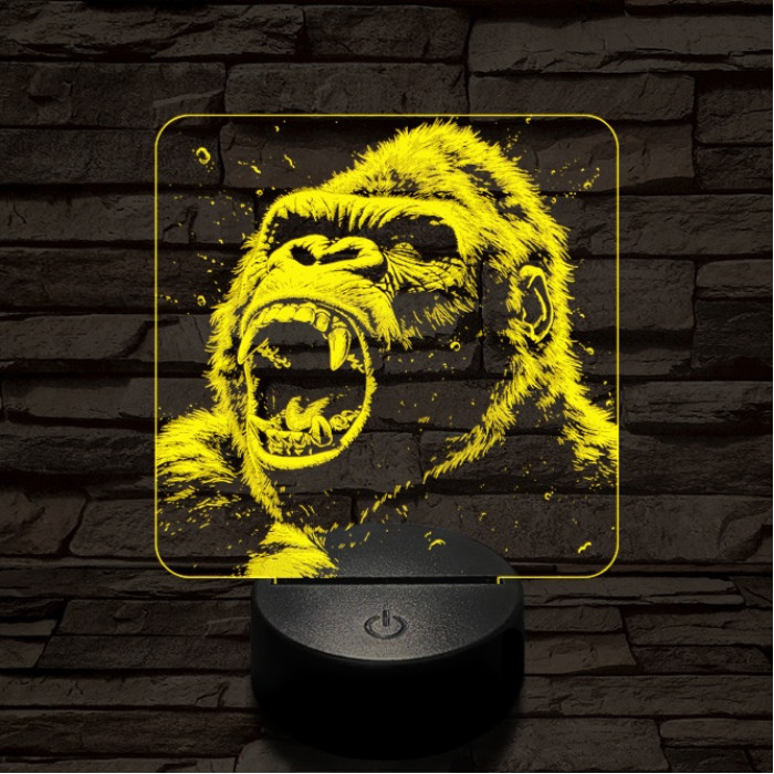 Kong dühös 7 színű valósághű 3D led lámpa