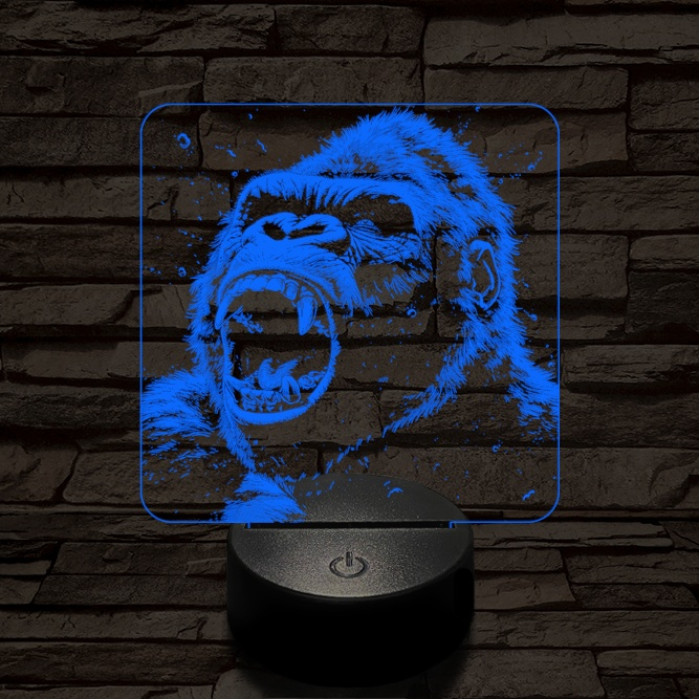 Kong dühös 7 színű valósághű 3D led lámpa