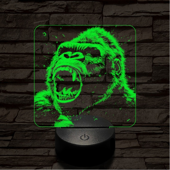 Kong dühös 7 színű valósághű 3D led lámpa