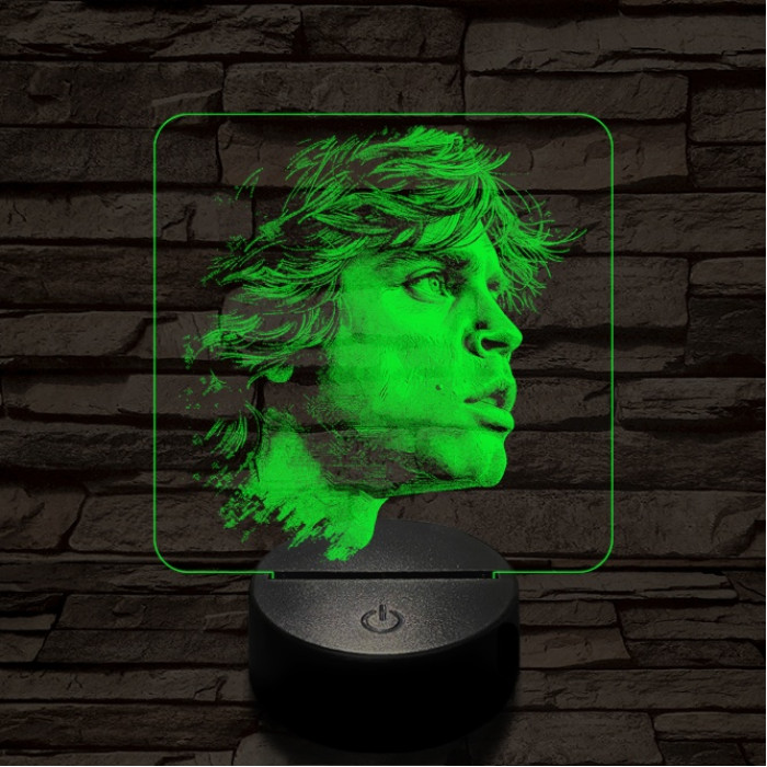 Luke Skywalker portré 7 színű valósághű 3D led lámpa