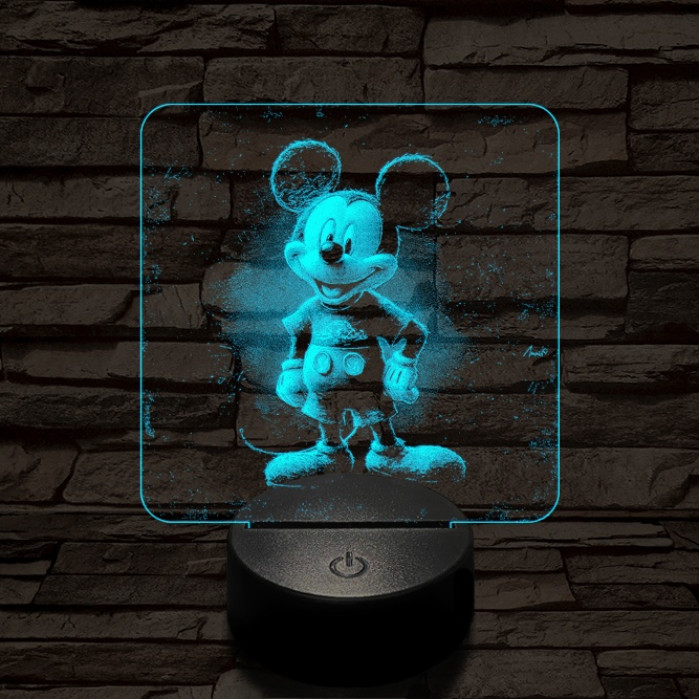 Mickey Egér vidám 7 színű valósághű 3D led lámpa