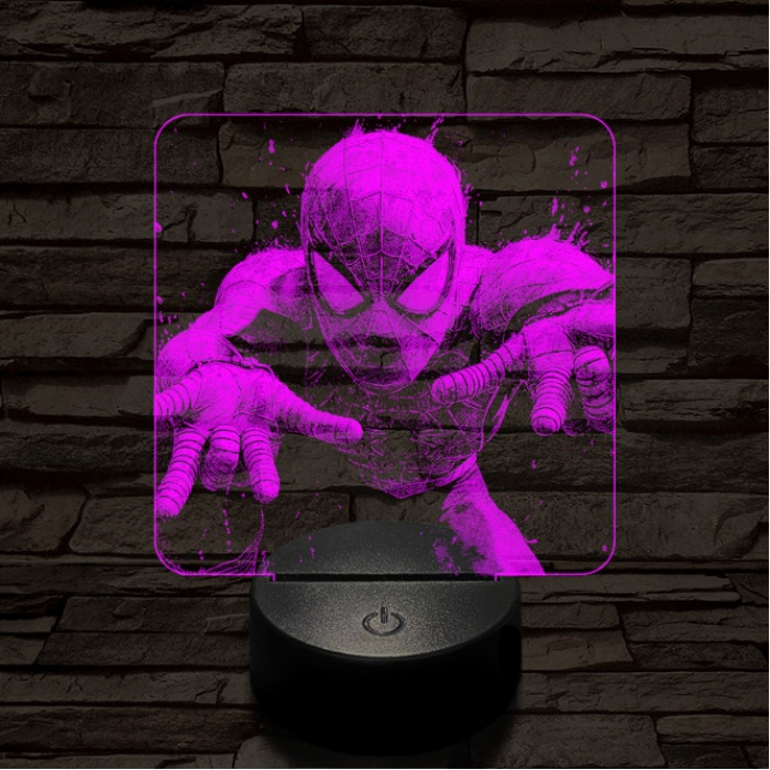 Pókember hálót vet 7 színű valósághű 3D led lámpa