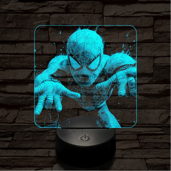 Pókember hálót vet 7 színű valósághű 3D led lámpa