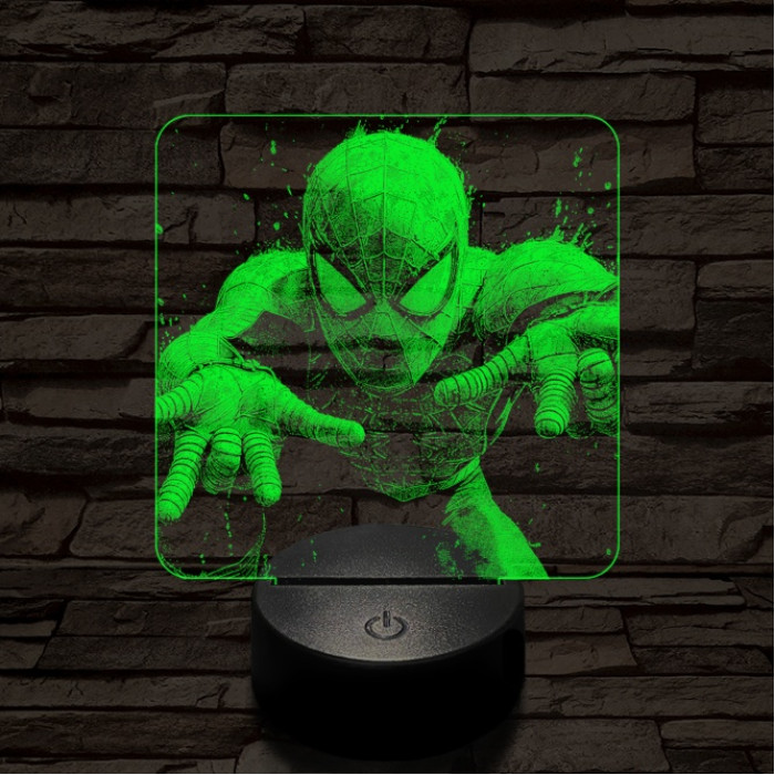 Pókember hálót vet 7 színű valósághű 3D led lámpa