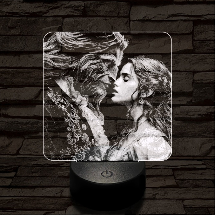 Szépség és a Szörnyeteg 7 színű valósághű 3D led lámpa