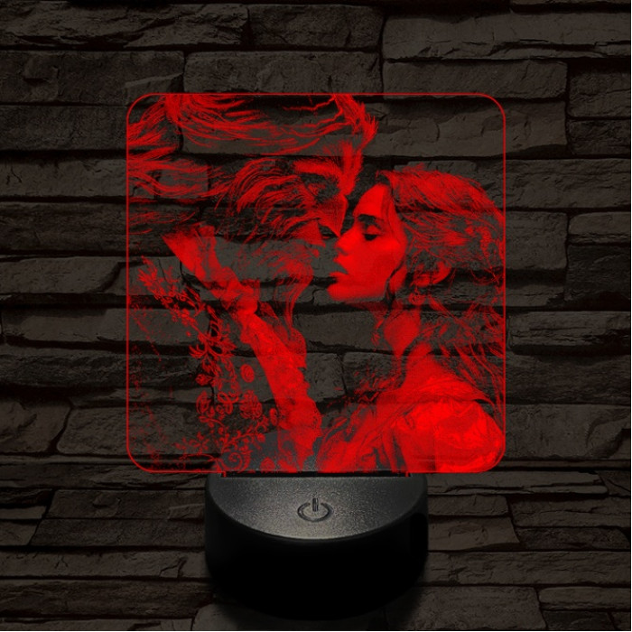 Szépség és a Szörnyeteg 7 színű valósághű 3D led lámpa