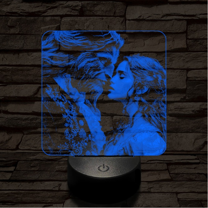 Szépség és a Szörnyeteg 7 színű valósághű 3D led lámpa