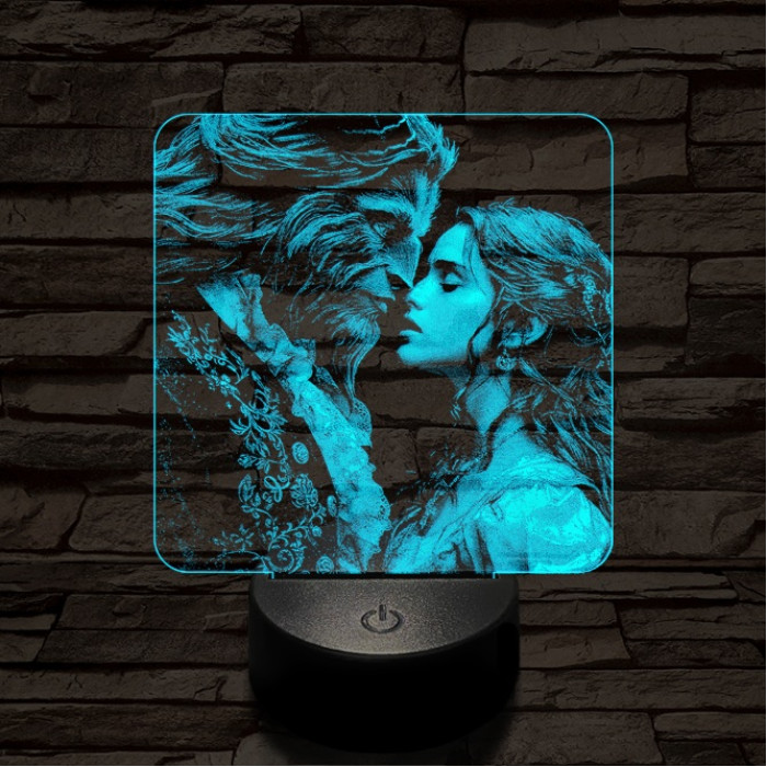 Szépség és a Szörnyeteg 7 színű valósághű 3D led lámpa