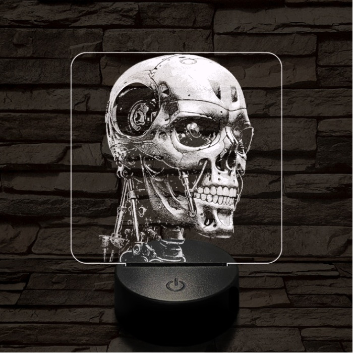 T-800-as halálosztó 7 színű valósághű 3D led lámpa