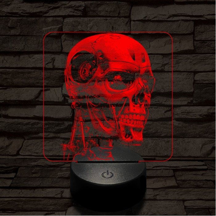 T-800-as halálosztó 7 színű valósághű 3D led lámpa