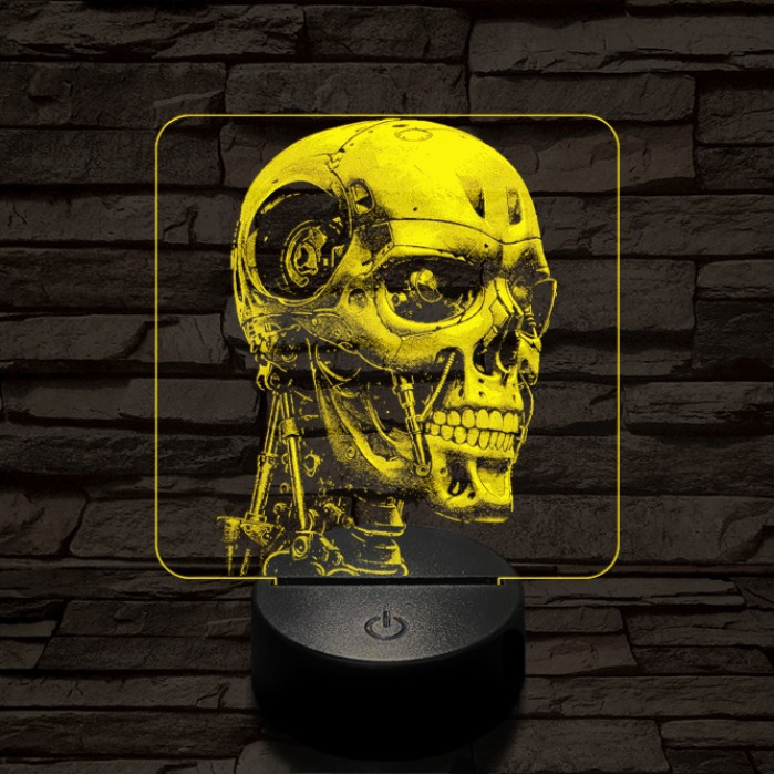 T-800-as halálosztó 7 színű valósághű 3D led lámpa