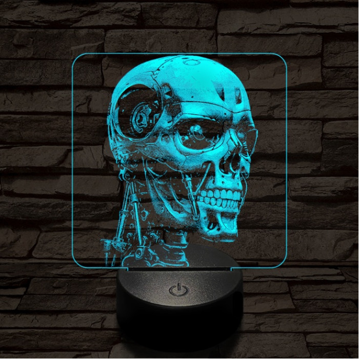T-800-as halálosztó 7 színű valósághű 3D led lámpa