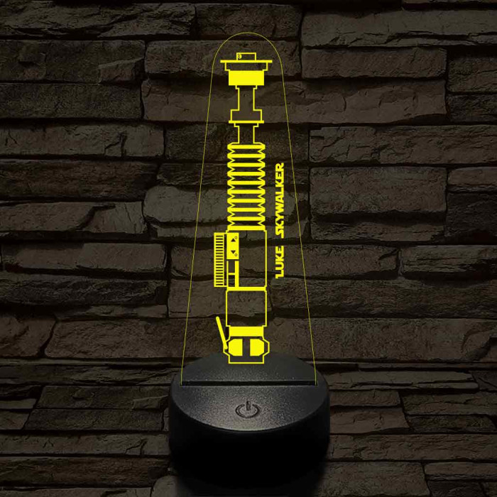 Luke Skywalker fénykardja 7 színű 3D led lámpa