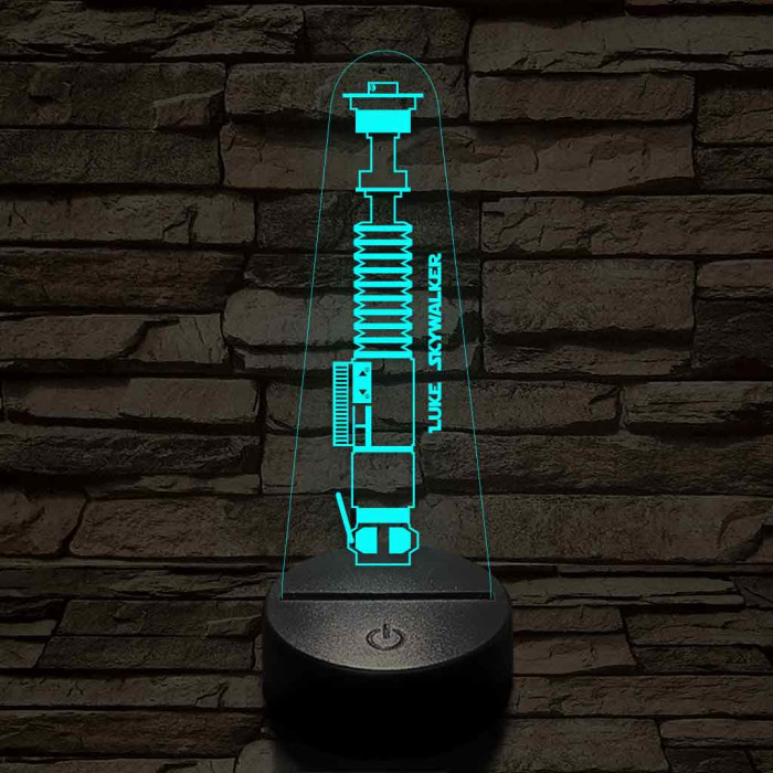 Luke Skywalker fénykardja 7 színű 3D led lámpa