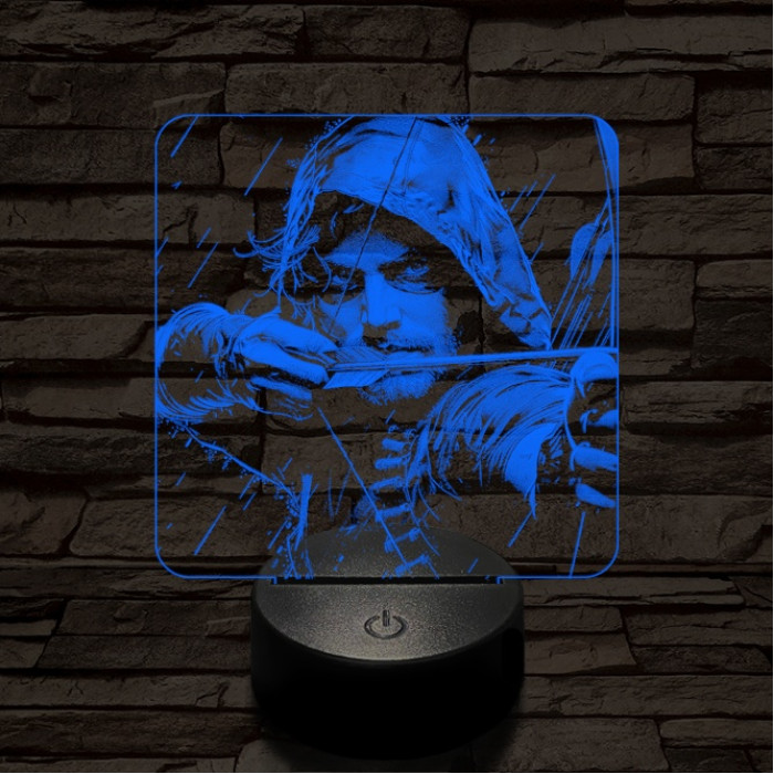 Zöld  íjász 7 színű valósághű 3D led lámpa