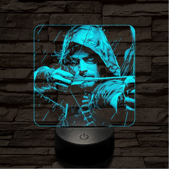 Zöld  íjász 7 színű valósághű 3D led lámpa