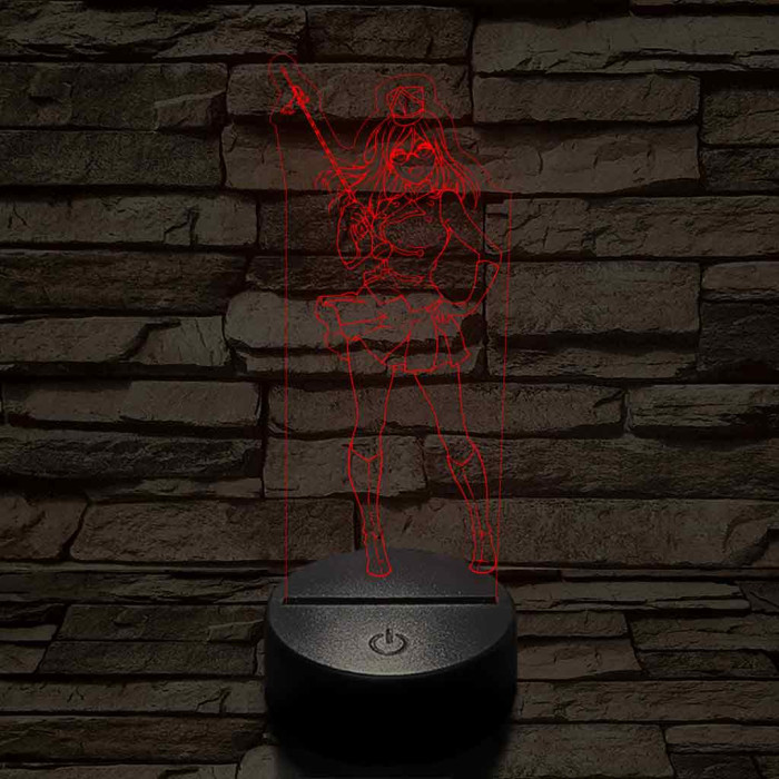 Anime mazsorett lány 7 színű 3D led lámpa