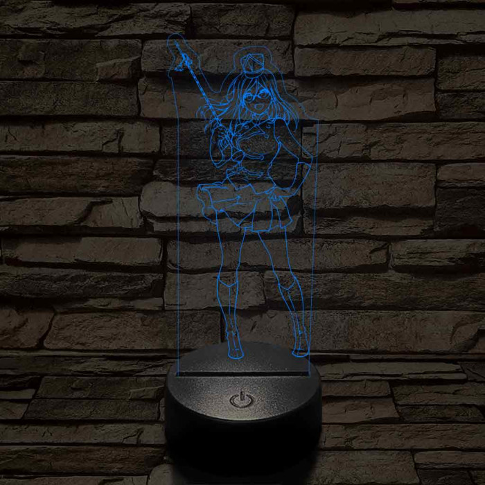 Anime mazsorett lány 7 színű 3D led lámpa