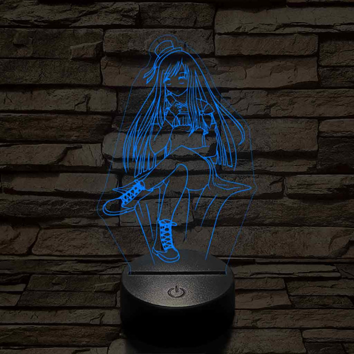 Anime csinos karakter 7 színű 3D led lámpa