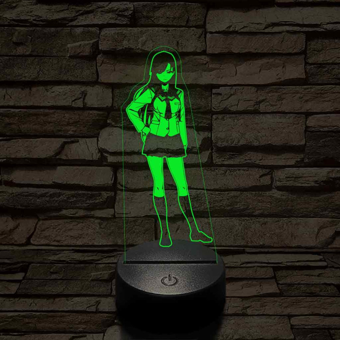 Anime iskolai egyenruhás lány 7 színű 3D led lámpa