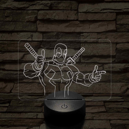 Deadpool kacsint 7 színű 3D led lámpa