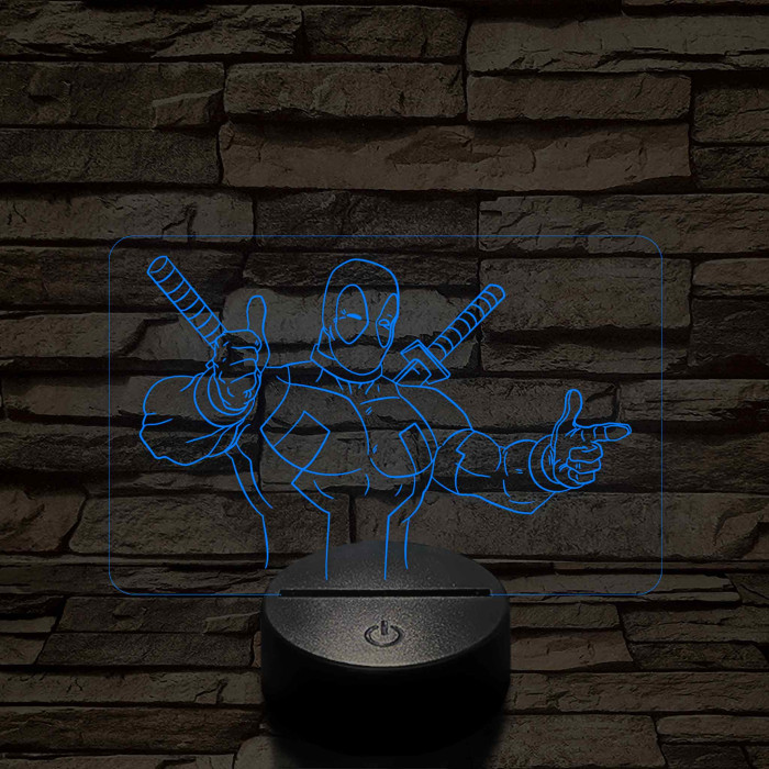 Deadpool kacsint 7 színű 3D led lámpa