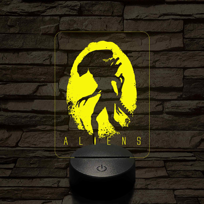 Aliens logo 7 színű 3D led lámpa
