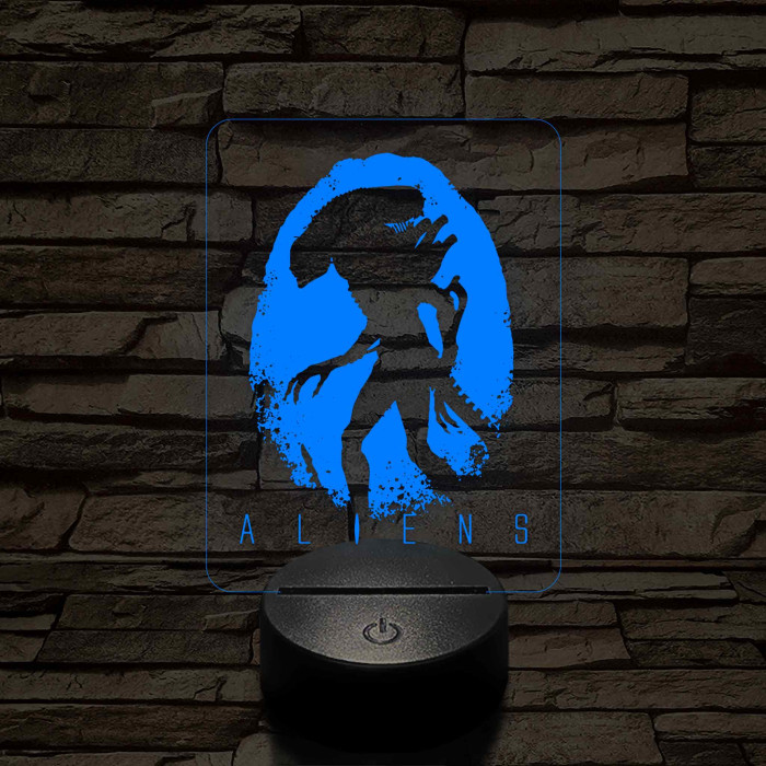 Aliens logo 7 színű 3D led lámpa