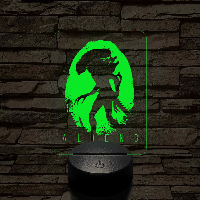 Aliens logo 7 színű 3D led lámpa