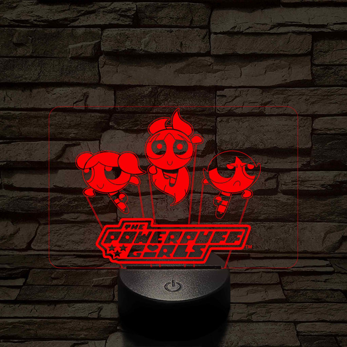 Power Puff Girlz 7 színű 3D led lámpa