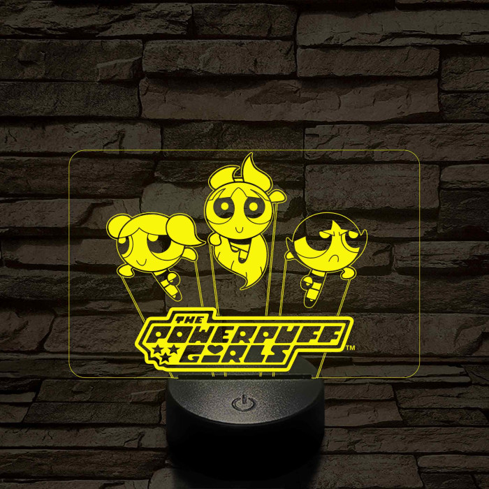 Power Puff Girlz 7 színű 3D led lámpa