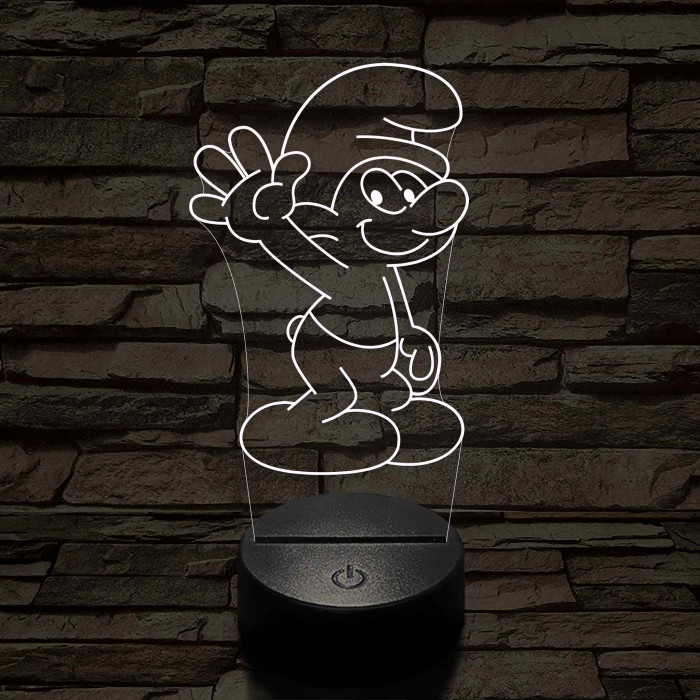 Hupikék-törpikék 7 színű  3D led lámpa