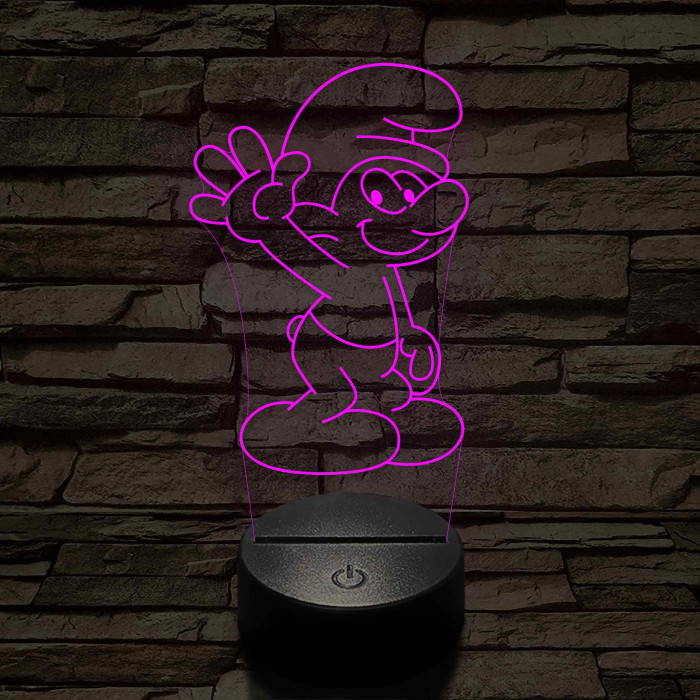 Hupikék-törpikék 7 színű  3D led lámpa