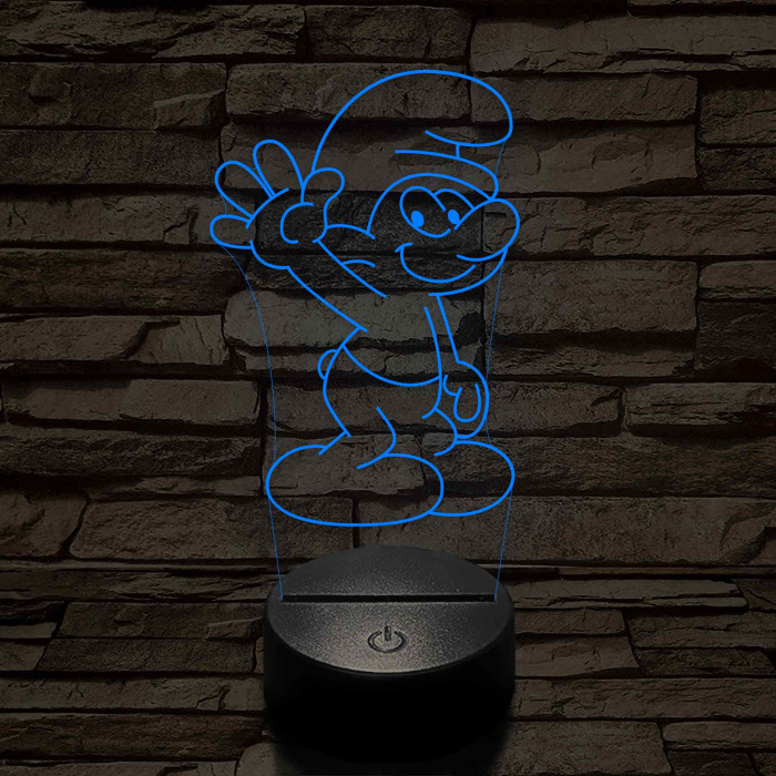 Hupikék-törpikék 7 színű  3D led lámpa