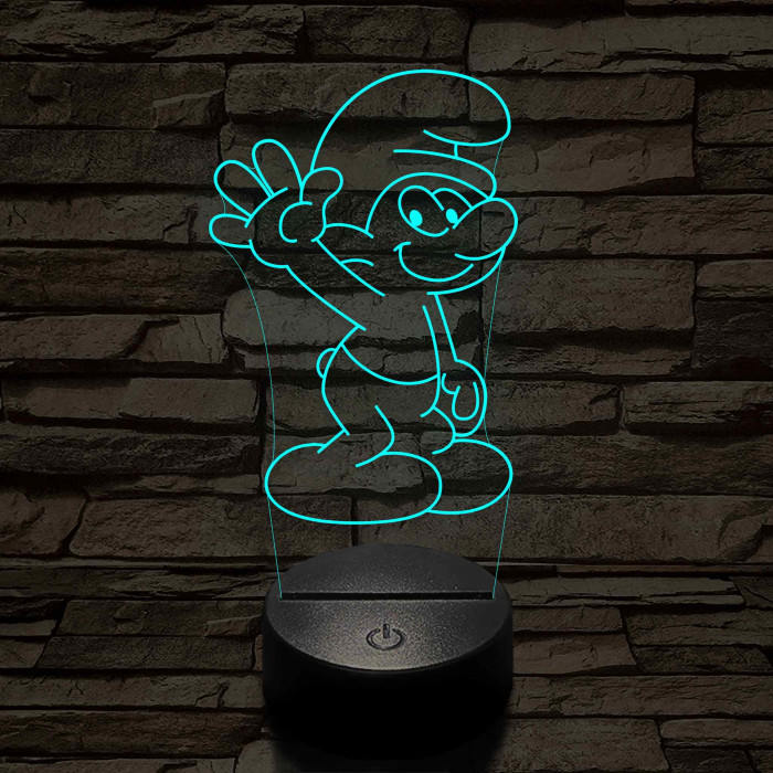 Hupikék-törpikék 7 színű  3D led lámpa