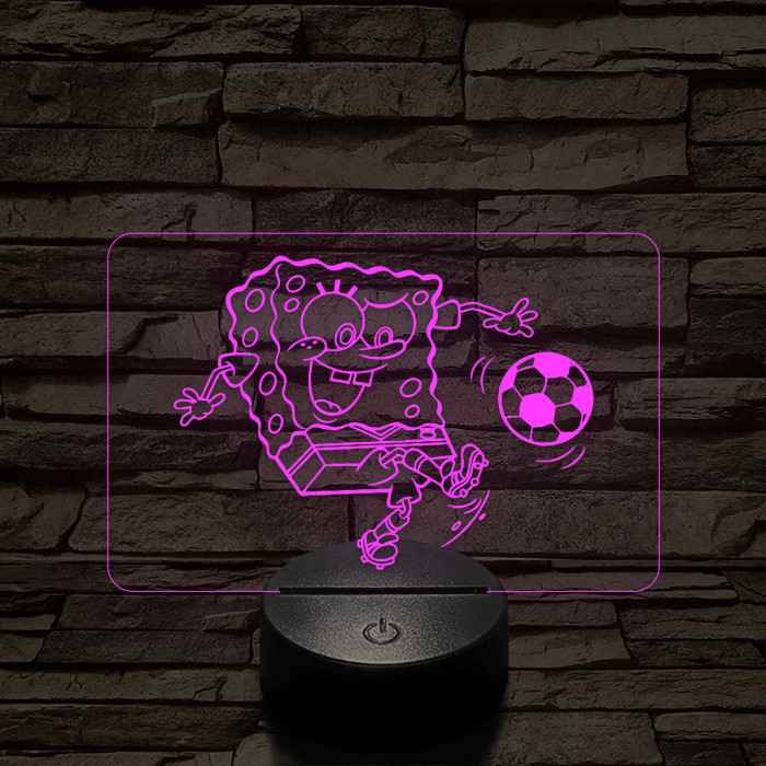 Focizó SpongyaBob – 7 színű, színváltós 3D LED lámpa