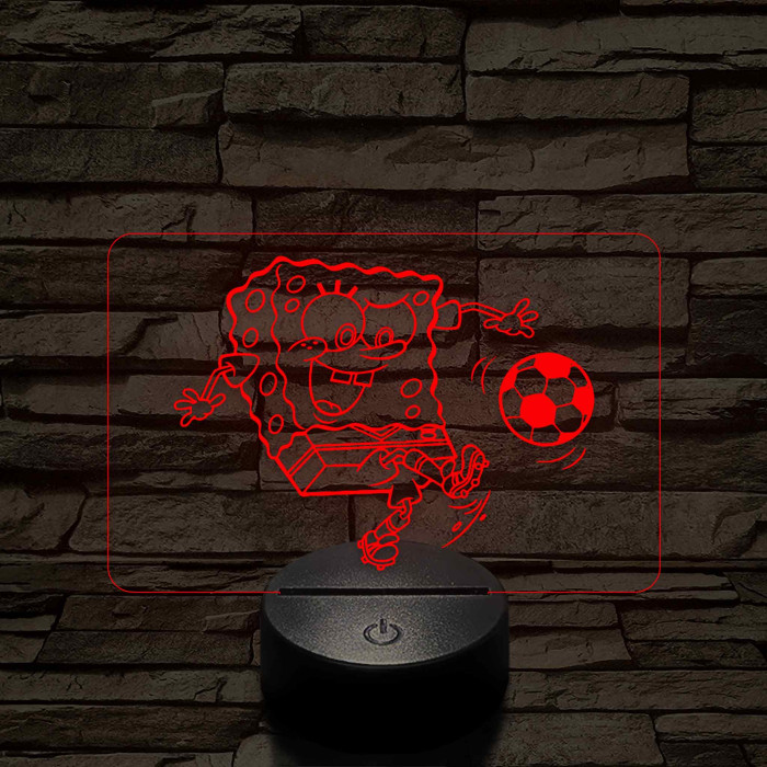 Focizó SpongyaBob – 7 színű, színváltós 3D LED lámpa