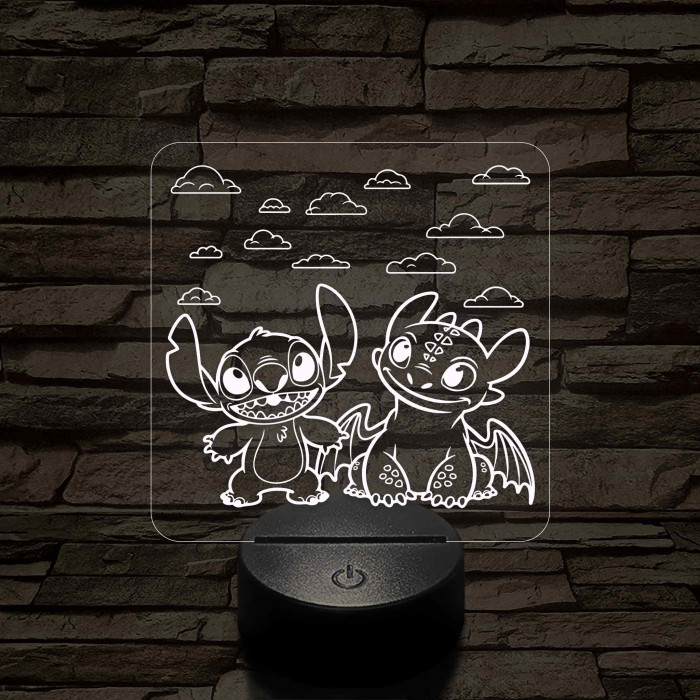 Űrkutya és a fognélküli 7 színű, színváltós 3D led lámpa