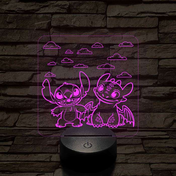 Űrkutya és a fognélküli 7 színű, színváltós 3D led lámpa